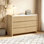 Commode 6 tiroirs 47,2 ", commode en bois manufacturé d'inspiration chêne moderne avec plateau en faux marbre, commode de chambre
