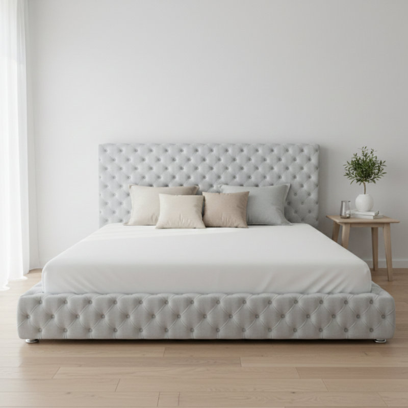 Upholstered Bed, Silver, Kingsize (5')