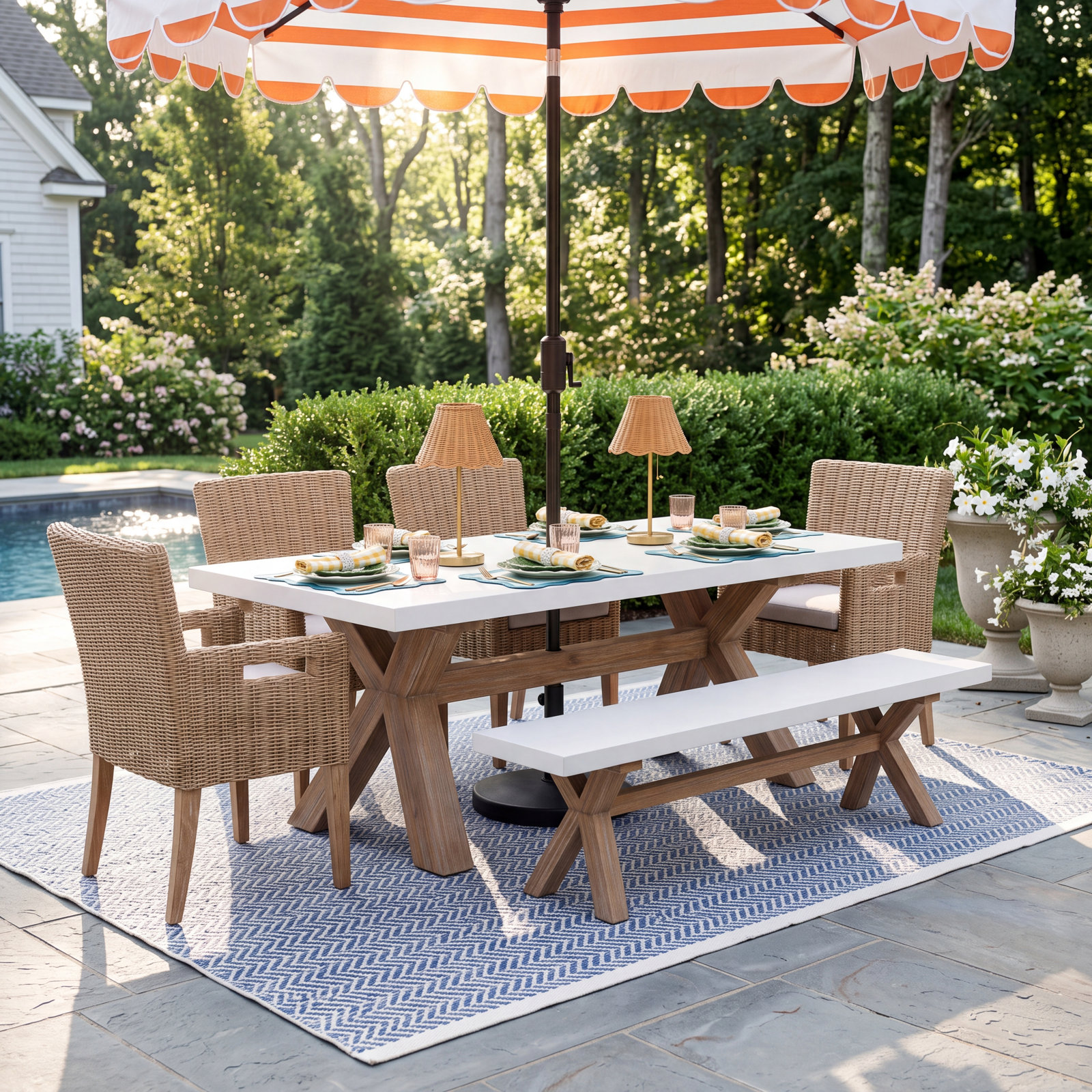 Fleur 74" Eucalyptus Patio Dining Set