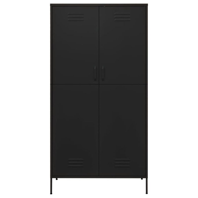 Branwell 2 Door Steel Wardrobe, Black