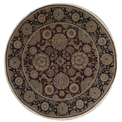 Tapis rond brun noué à la main de haute qualité