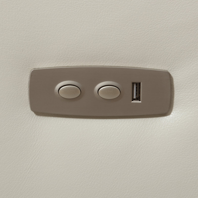 Viradis 52.4" Genuine Leather Zero Clearance Recliner Power Reclining Loveseat With USB Port, 2-Seater Recliner Couch