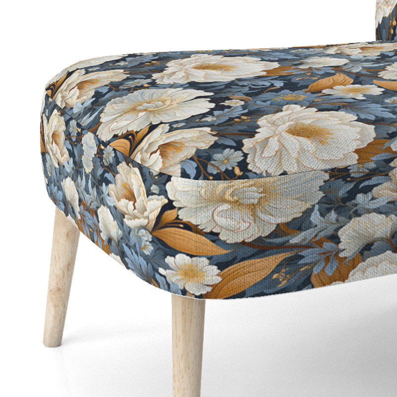 Fauteuil d'appoint rembourré bleu et beige Ranunculus Boho