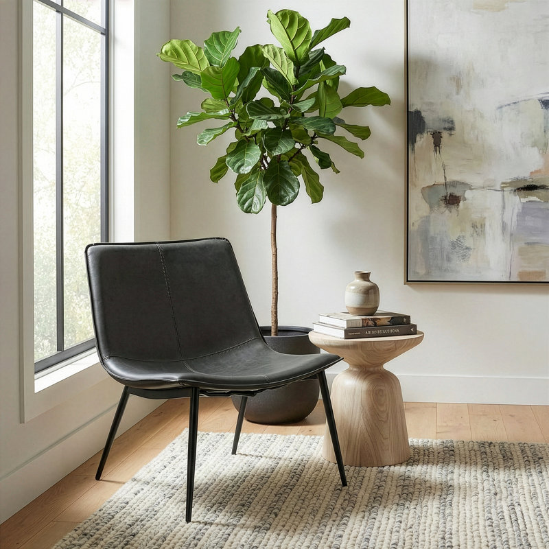 Chaise d'appoint de 25,6 po Khashayar, Similicuir gris