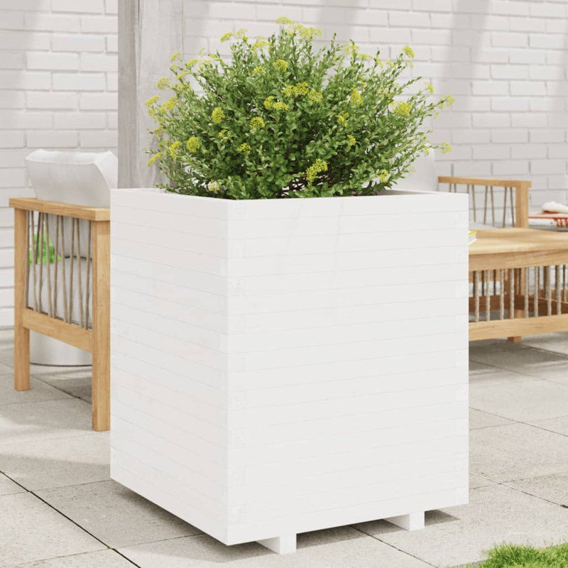 Wood Planter Box, 72.5cm H x 60cm W x 60cm D, White