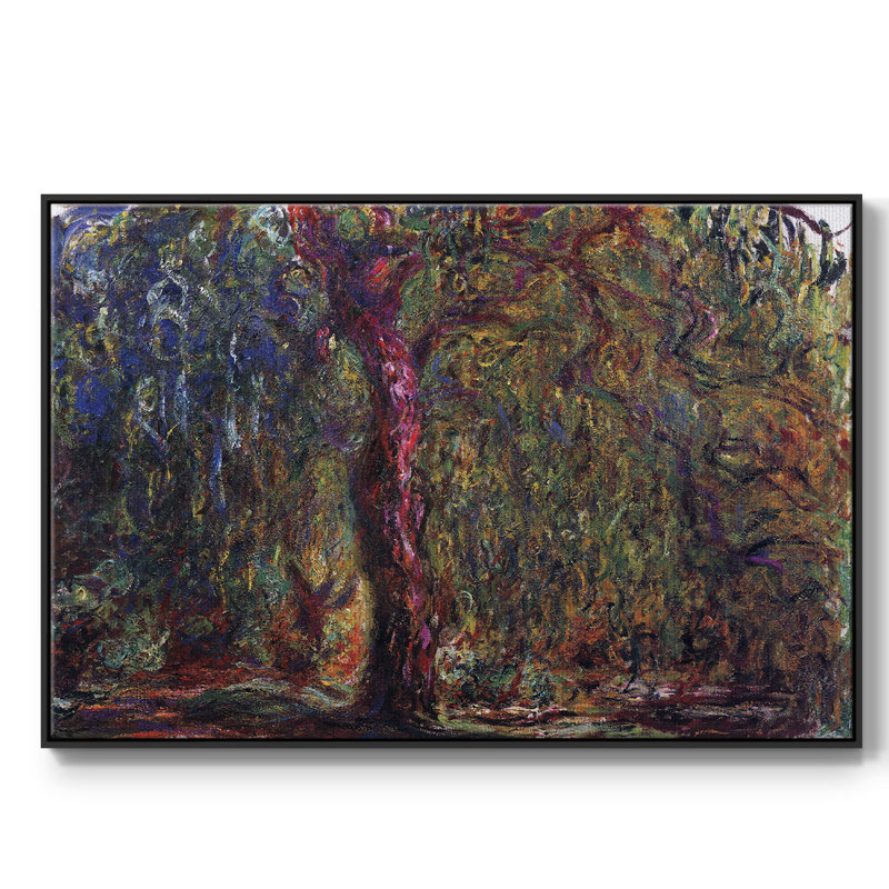 " Weeping Willow By Monet ", 25" H x 37" W x 2" D, Black