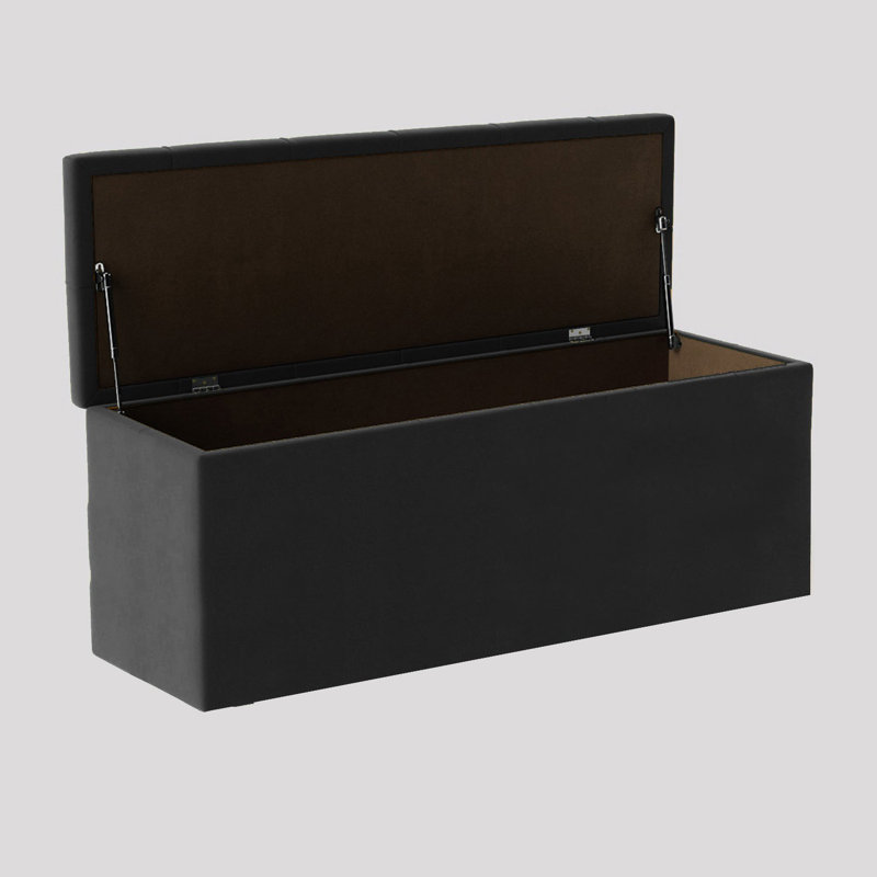  Luna Wide Chesterfield Velvet Rectangle Solid Color Standard Ottoman Box with Storage, Upholstered Deep Storage End of Bed Bench