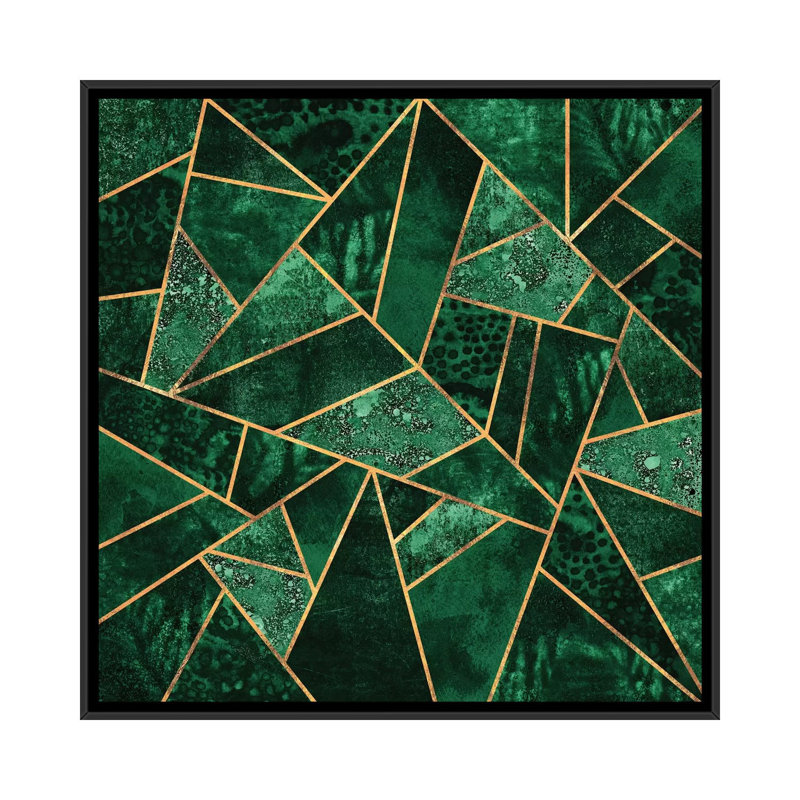 Deep Emerald - Impression sur toile, H 18 po x l 18 po x P 1,5 po, Pas de tapis, Toile avec cadre noir