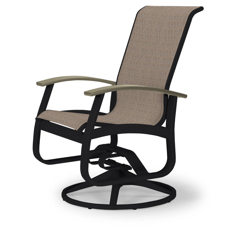 Chaise de patio pivotante Askar, Blanc 6D Sunbrella®, Beachwood P40, Noir texturé