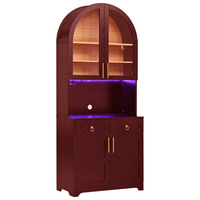 Grande vitrine arquée 74,8 po avec portes en verre