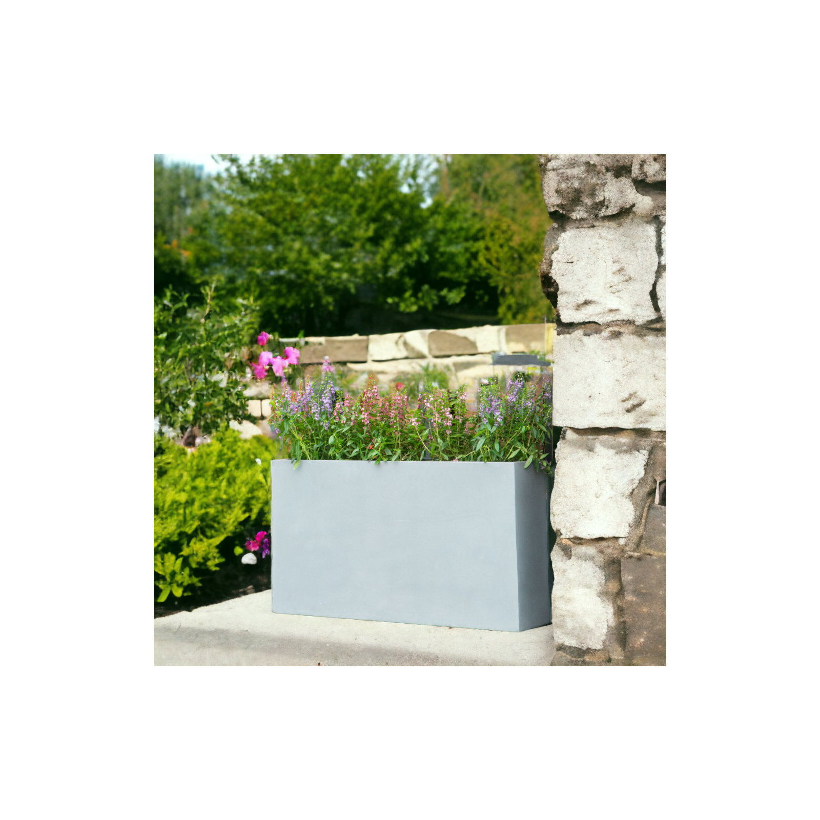Connoisseur Handmade Planter Box, Gray, 8" H x 20" W x 8" D