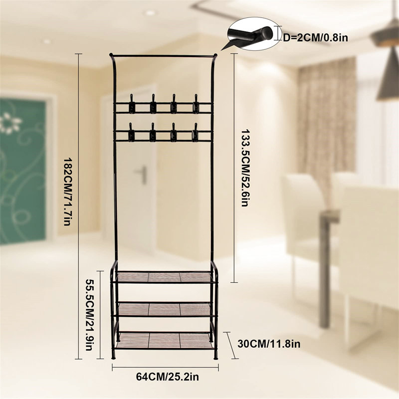 Roslindale Iron Freestanding Coat Rack, Black