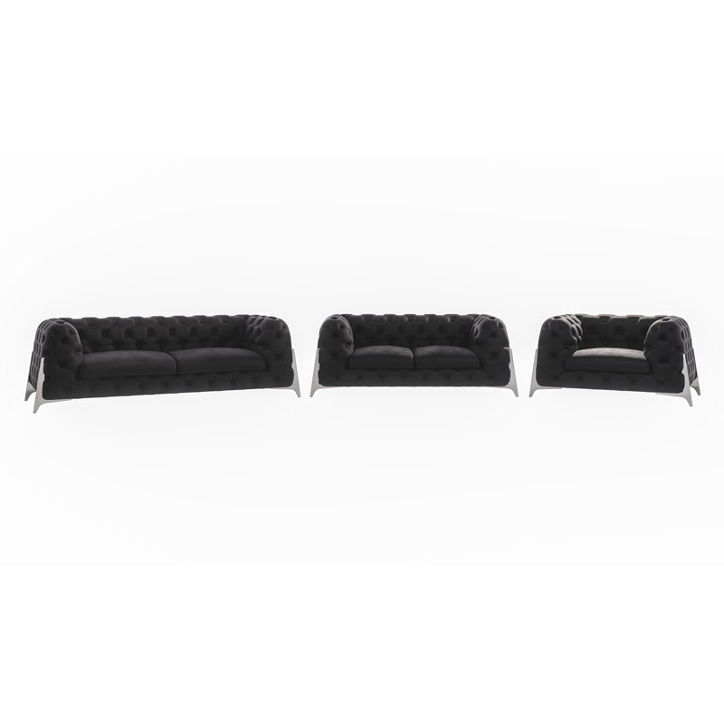 Juneri Velvet Armchair, Black
