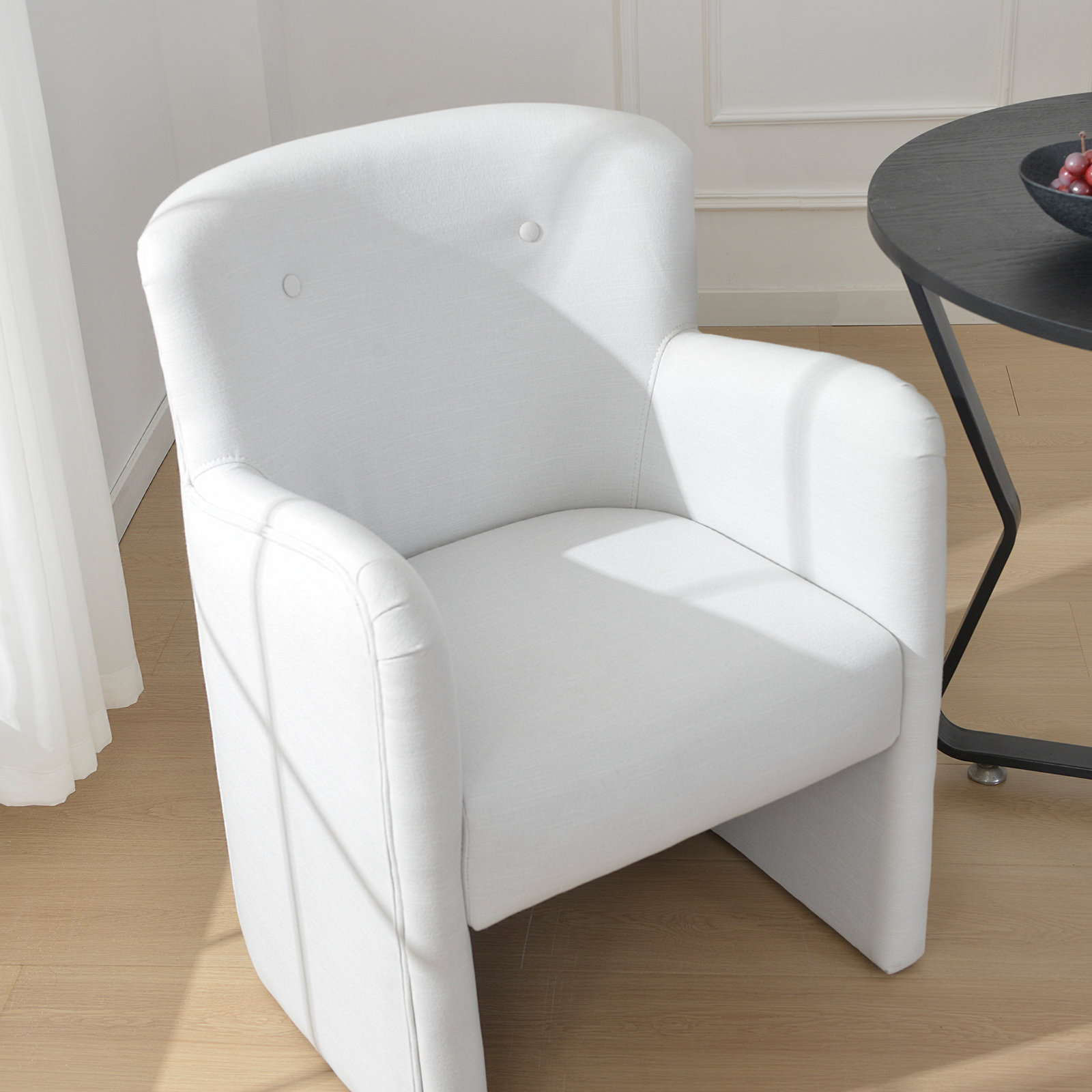 Jaidyn Linen Pine Dining Armchair, Ivory
