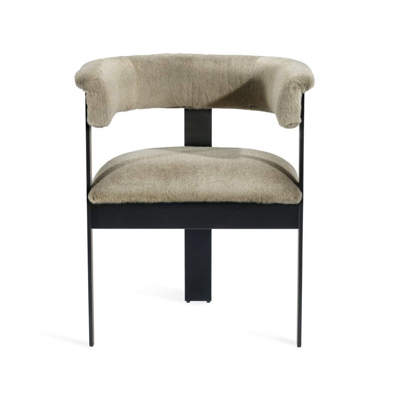 Darcy 19'' H Faux Fux Upholstered Armchair, Fawn