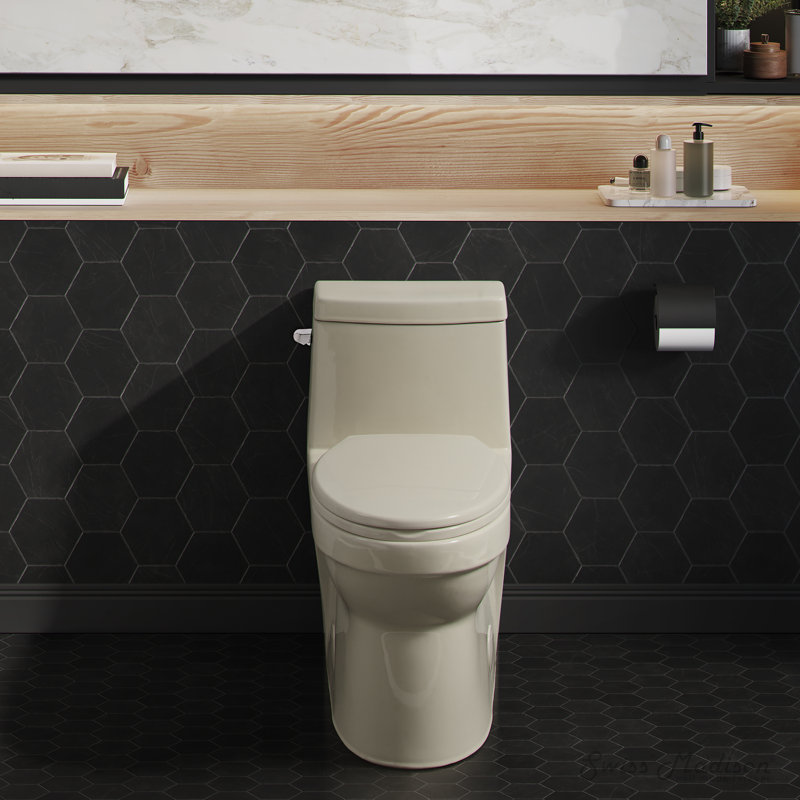 Virage One-Piece Elongated Toilet Vortex Dual-Flush 1.1/1.6 gpf, Glossy Bisque, Left-Hand