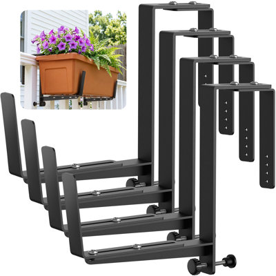 VOXORAdjustable Heavy Duty Window Box Brackets with Bottom Support - Set of4