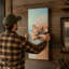Panneau mural rustique en bois « Prise d'envol », 30 x 76 cm.