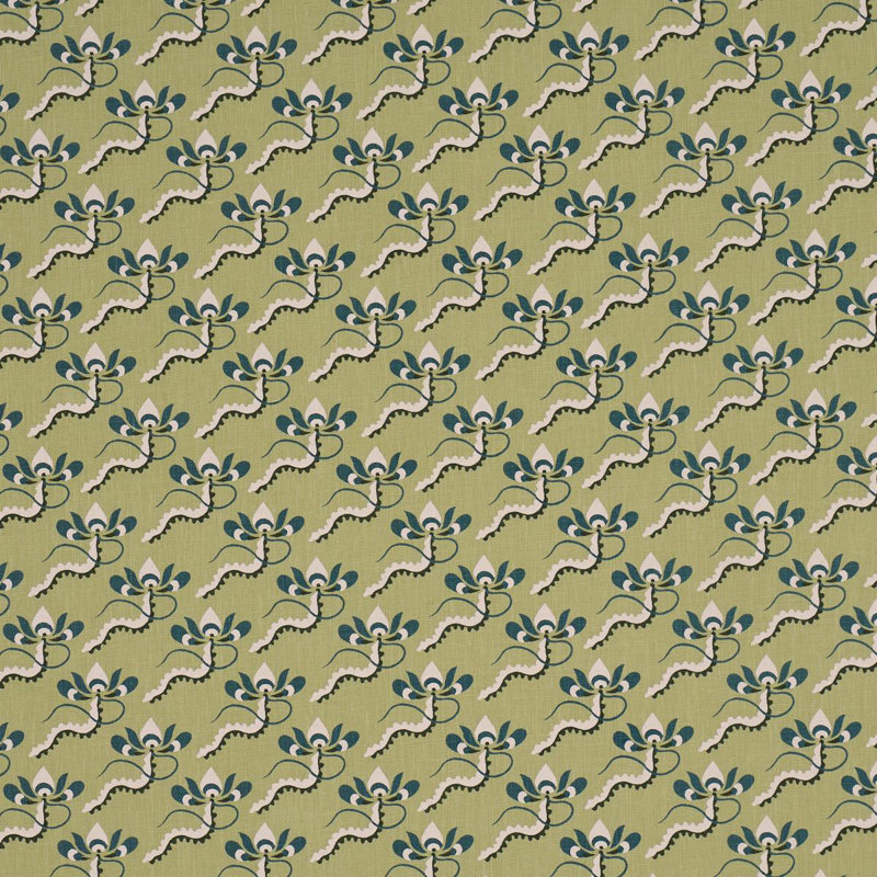 Tissu arc-en-ciel Schumacher X Laura Gonzalez Bombay, Vert