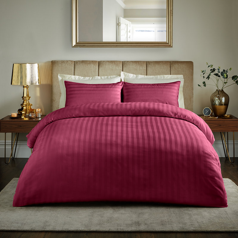 Nome Satin Solid Colour Duvet Cover Set with Pillowcases, Burgundy, Single - 1 Standard Pillowcase