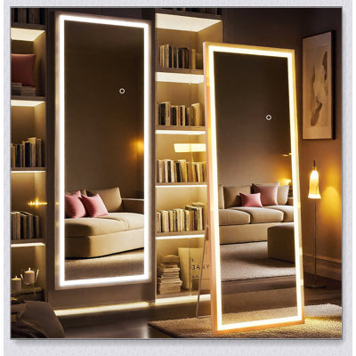 Miroir pleine longueur avec lumières DEL, verre incassable et température de couleur réglable pour une utilisation polyvalente dans n'importe quelle pièce