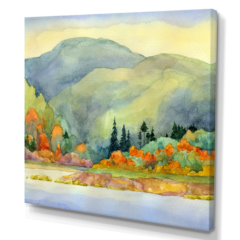 «Autumn Lake», peinture sur toile, H 36 po x l 36 po x P 1,5 po, Toile tendue