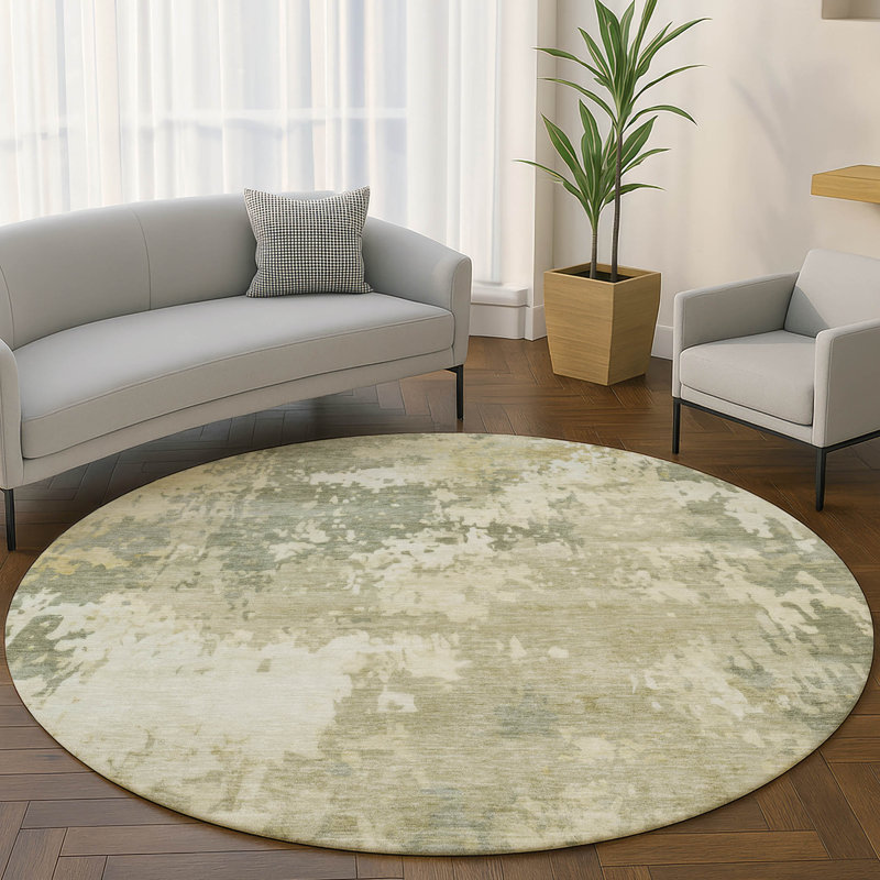 Premium Machine Washable Mayfield AMF2142 abstract Rug, Sage, 8' Round