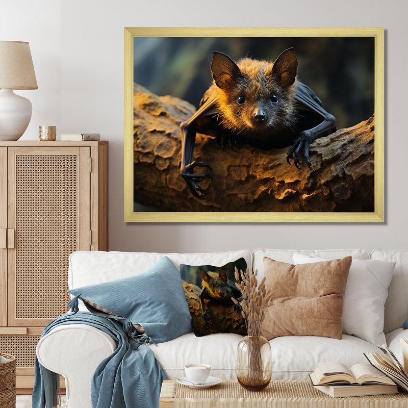 " Bat Portrait II ", Gold Picture Framed, 30" H x 40" W x 1.5" D