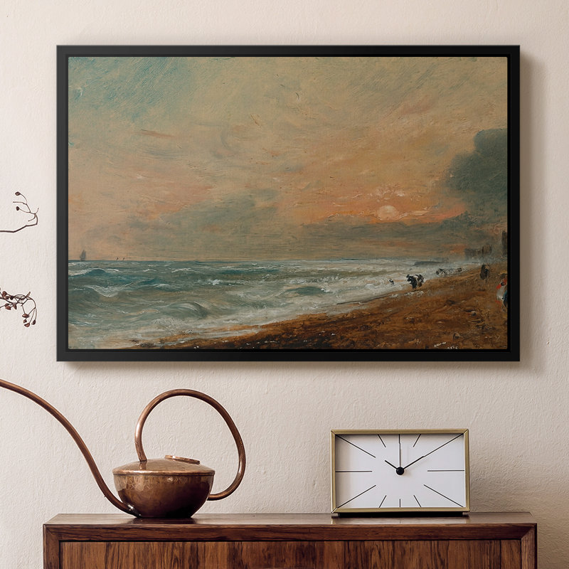 Hove Beach, v. 1824-1826 - John Constable, toile tendue avec châssis, 16 x 24, Noyer