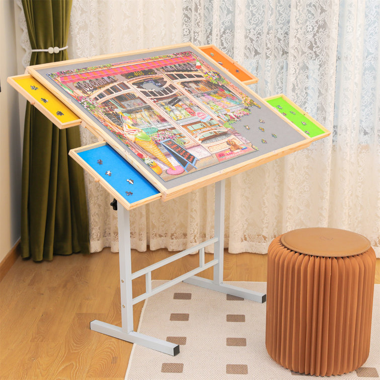  Becko US 1500-piece Jigsaw Puzzle Table with Legs, Adjustable  Puzzle Board with Cover Mat for Adults, 5 Tilting Angle & Height  Adjustment, Stand Up Puzzle Tables, Enclosed with 4 Wheels, Easy