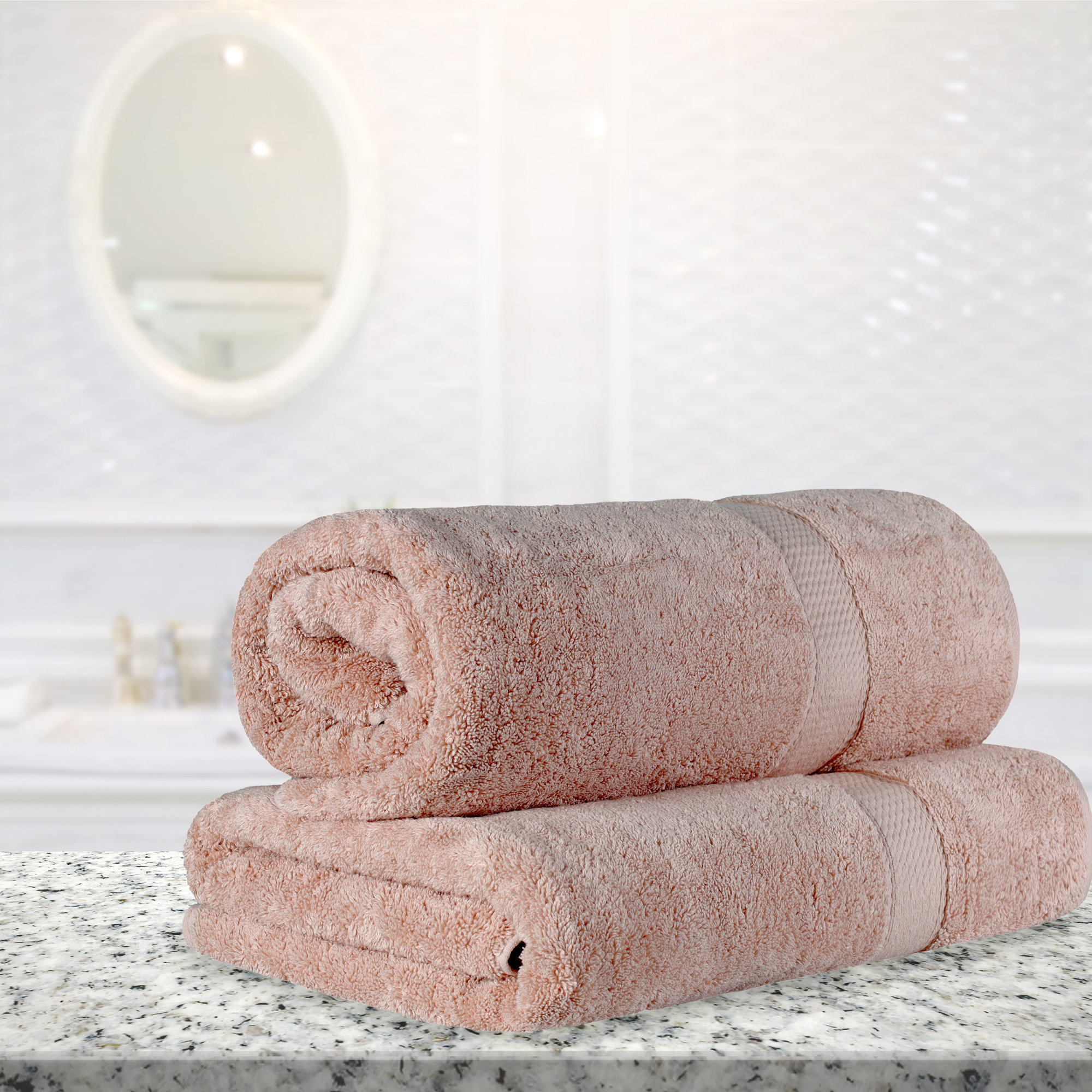Renata 2 Piece 800 GSM Certified Egyptian Cotton Bath Sheet Set , Muted Mauve