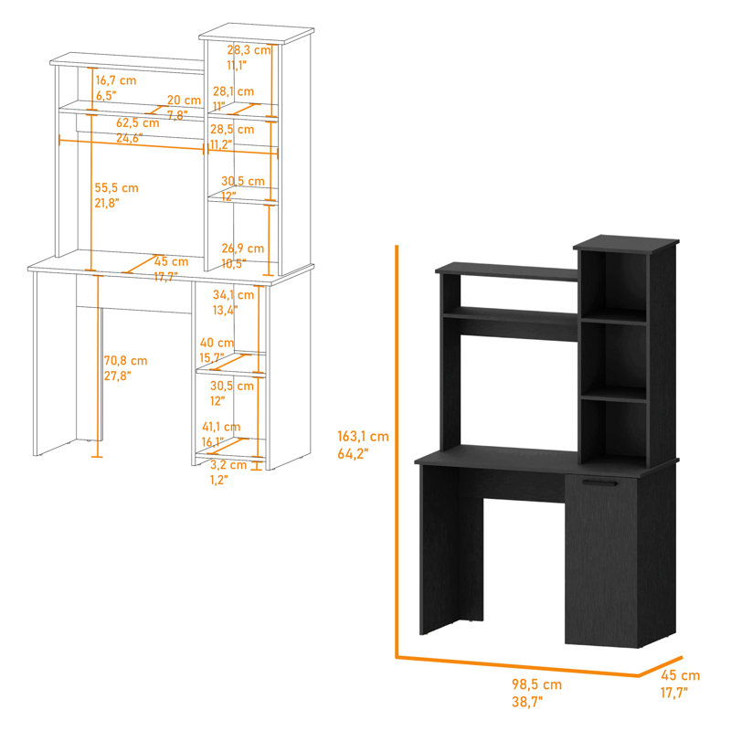 39" Computer Desk, Black