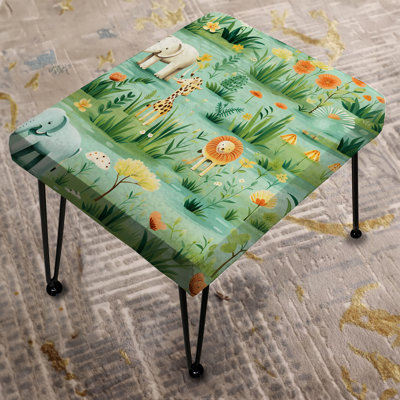 Cartoon Jungle Safari Animal Print - Animal Print Rectangle Ottoman