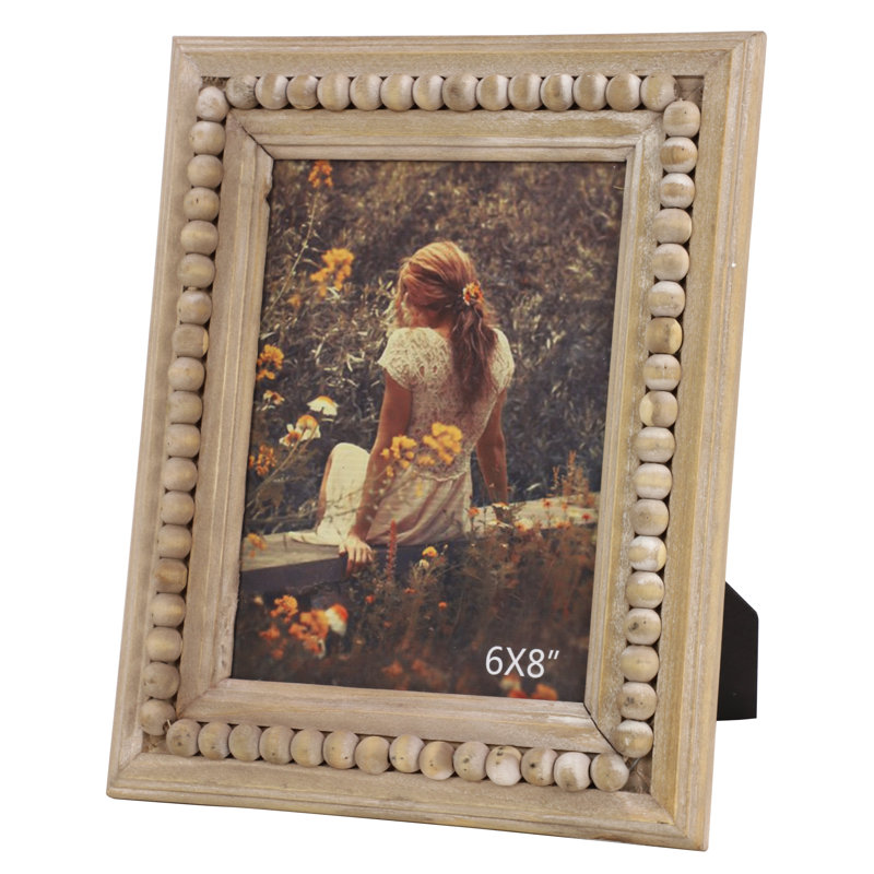 Light Brown Wood Beaded 6" x 8" Photo Frame