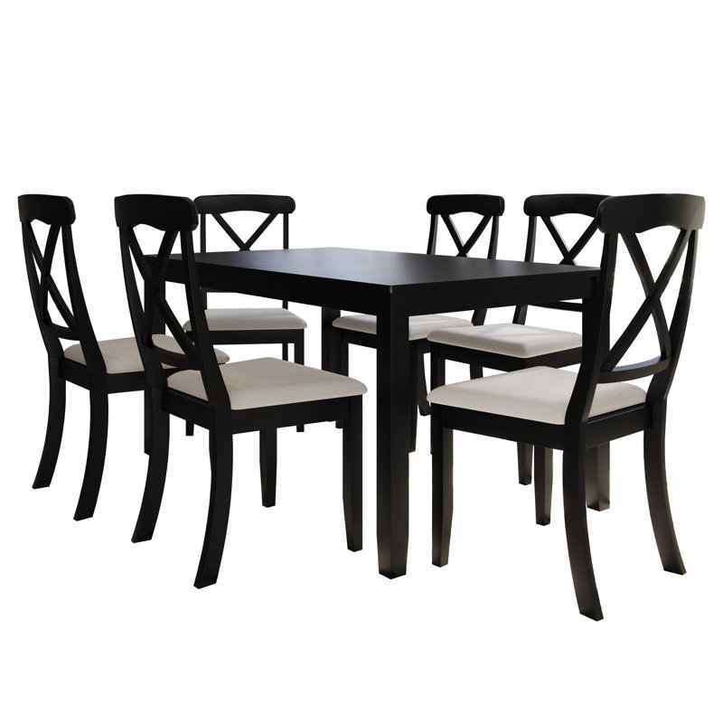 Ocossio 6 - Person Four Leg Dining Set, Black