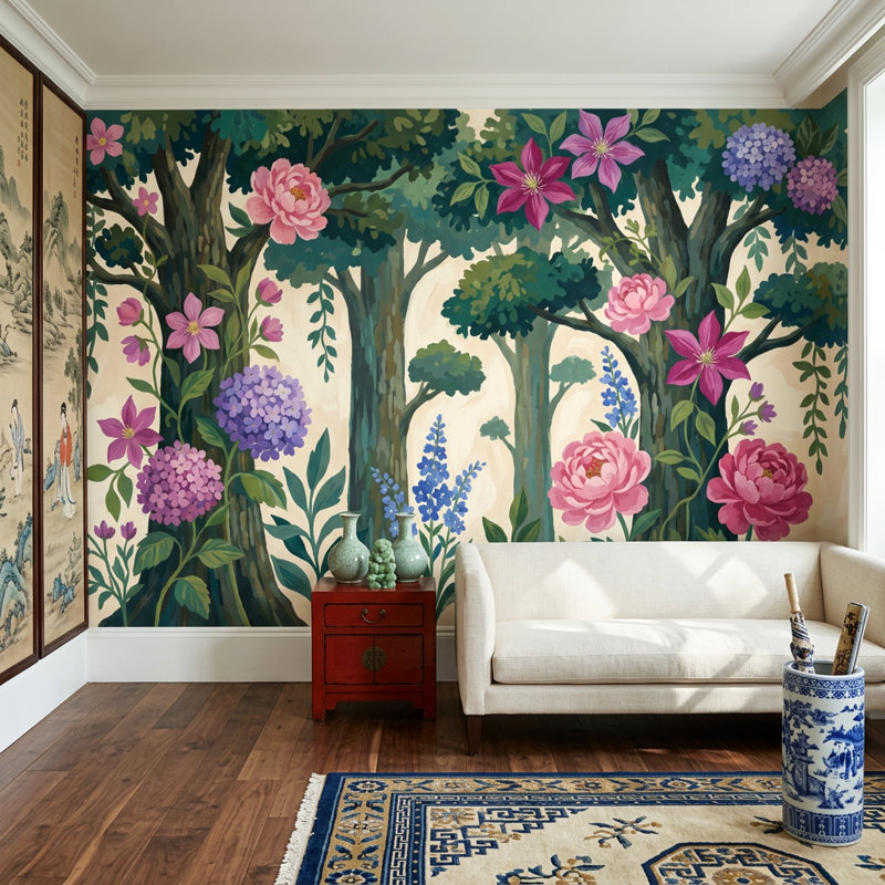 Papier peint floral Woodland, 200 po x 120 po, Non tissé