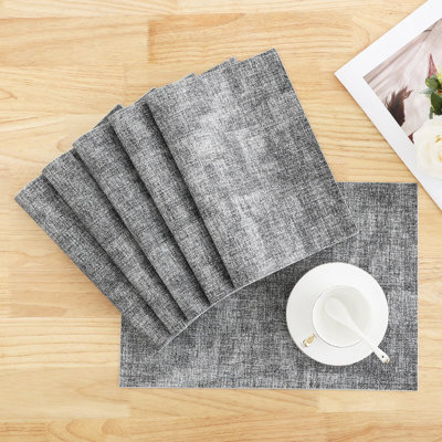 Faux Leather Heat Resistant Placemats Set Of 6 – Waterproof Wipeable Dining PU Place Mats