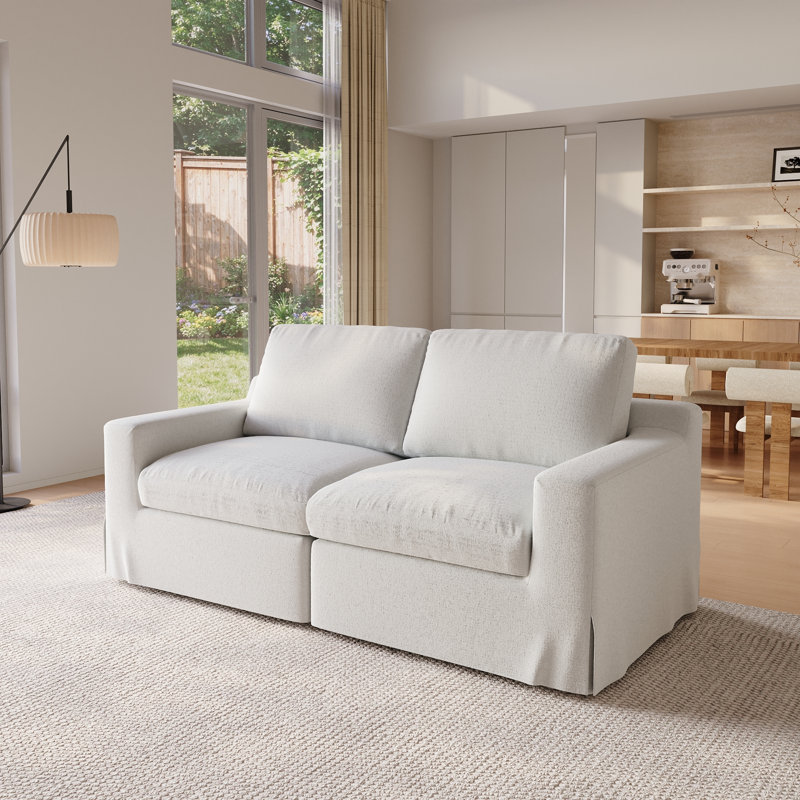 Canapé modulaire rembourré 2 pièces en lin avec housse 2 pièces, Beige