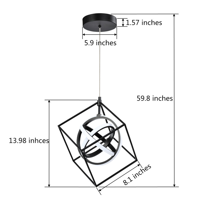 Richas 3 - Light Dimmable LED Square / Rectangle Chandelier