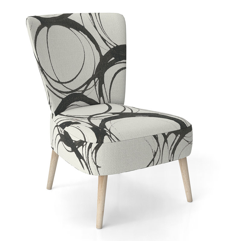 Upholstered Floral Side Chair - Modern floral Accent Chair, Abstract Gray Polyester Blend 9