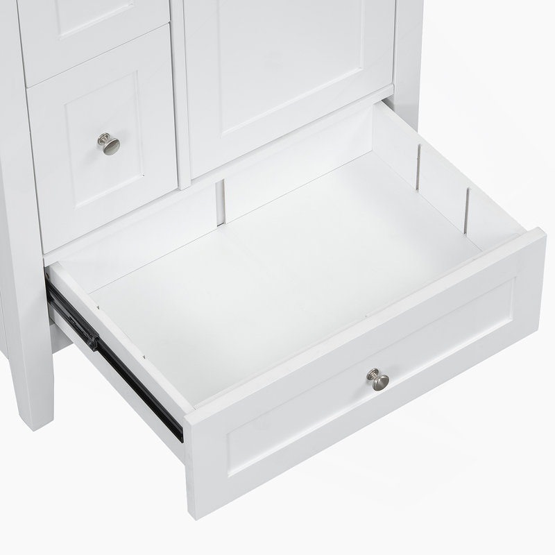 Meuble-lavabo de salle de bain avec rangement spacieux, tablette réglable, fabrication durable, cloisons amovibles et conception moderne pour une organisation optimale