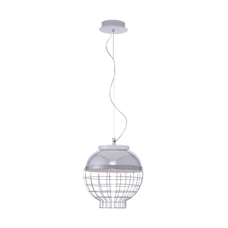 Elegant Chrome Chandelier, 11.8 inches Diameter x 47.2 inches Height | Metal Body, 1 x 9W LED Socket, 3000K Warm Light, 945 Lumen | Modern Solid Color Design for Dining Room & Living Space, Bright & Stylish