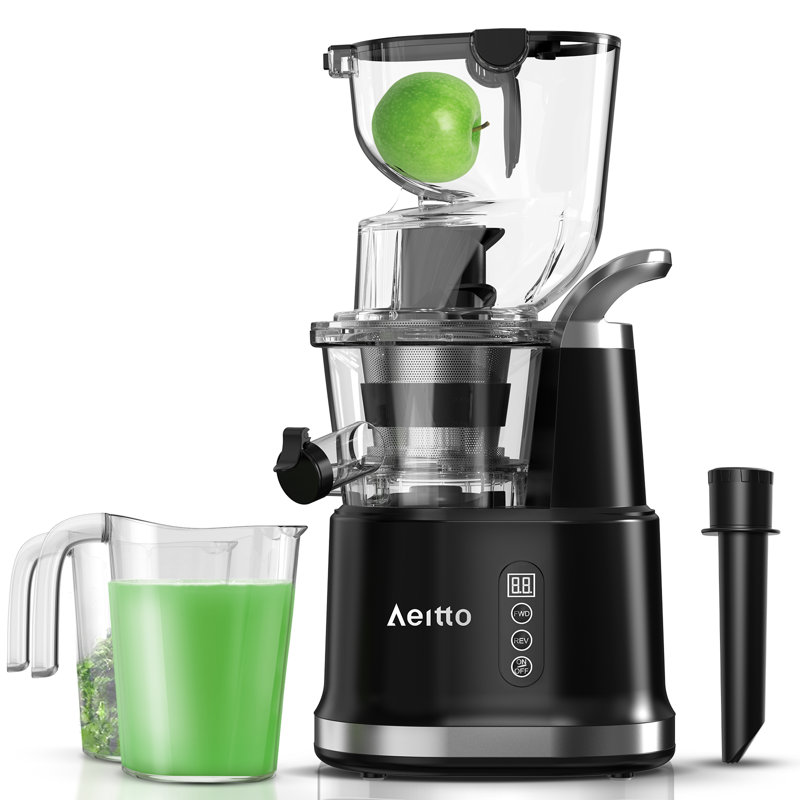 Aeitto - slow cold press juicer, vertical juicer, large channel, suitable for whole fruits and vegetables, BPA free, Black