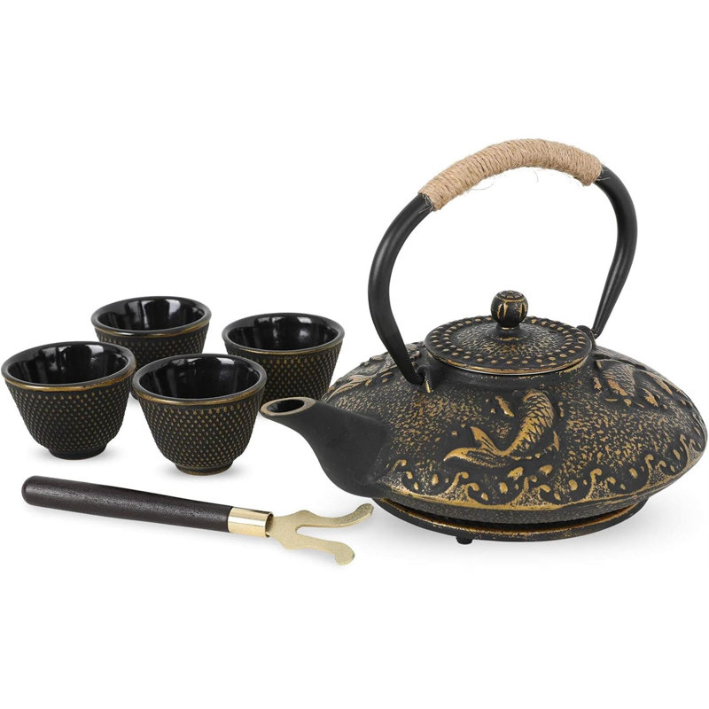 Koi cast iron teapot set