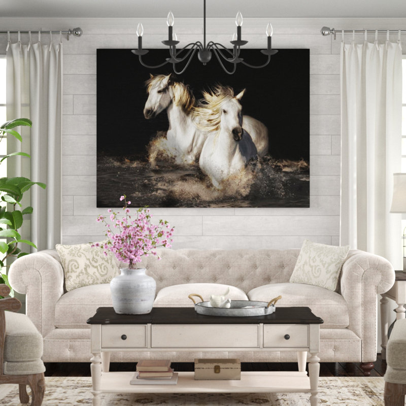 Camarague Horses par Bobbie Goodrich - impression, Mat, H 47 po x l 63 po
