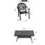Mobilier de patio en fonte d'aluminium - 5 pièces, noir, sièges confortables, chaises empilables, table rectangulaire 5 meubles rouille, avec trou de parasol pour l'extérieur