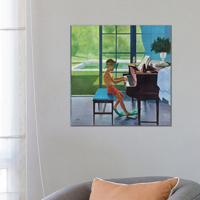 Poolside Piano Practice by George Hughes - Gallery-Wrapped Canvas Giclée on Canvas