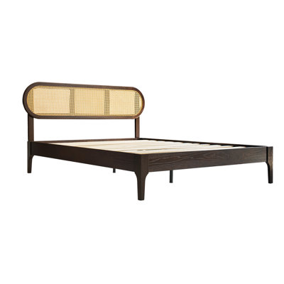 Caneva Queen Size Bed Frame - CAB-42-Q with Solid Wood Headboard and Footboard, Metal Center Legs, 12 Strong Slats Structure, No Box Spring Needed, Noise-Free, Under-Bed Storage, Easy Assembly, Espresso, Oak