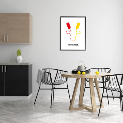 " Ketchup Mustard Bottle I Love Meat Cow Outline " by Bellassai Art