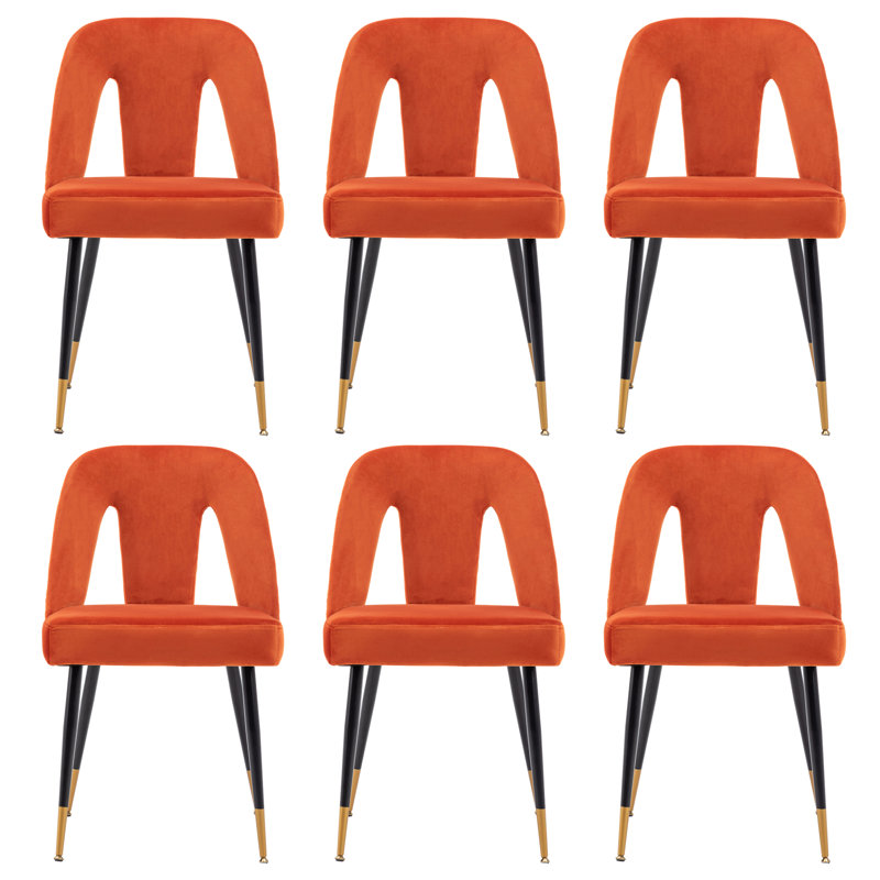 Chaise d'appoint rembourrée Kensley, Velours orange